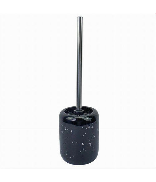 Porta Scopino Con Scopettino Per Wc Nero Macchiato Argento Accessori Bagno 59933