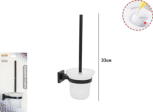 Porta Scopino In Acciaio Vetro Finitura Nero Opaco Con Fissaggio A Parete Muro Casa e cucina/Bagno/Accessori per il bagno/Accessori per il WC/Scopini e porta scopini Trade Shop italia - Napoli, Commerciovirtuoso.it