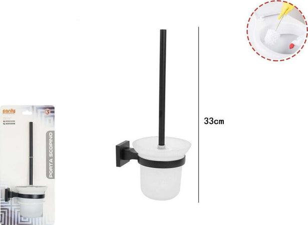 Porta Scopino In Acciaio Vetro Finitura Nero Opaco Con Fissaggio A Parete Muro Casa e cucina/Bagno/Accessori per il bagno/Accessori per il WC/Scopini e porta scopini Trade Shop italia - Napoli, Commerciovirtuoso.it
