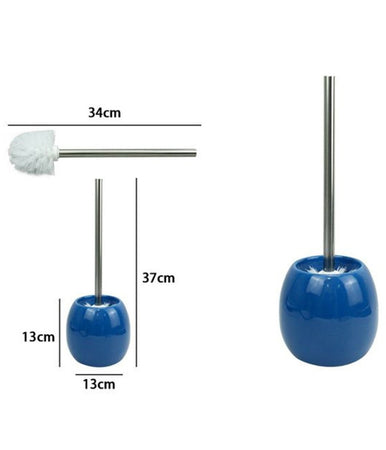 Porta Scopino In Ceramica Blu Con Scopino Moderno Accessori Arredo Bagno 79259
