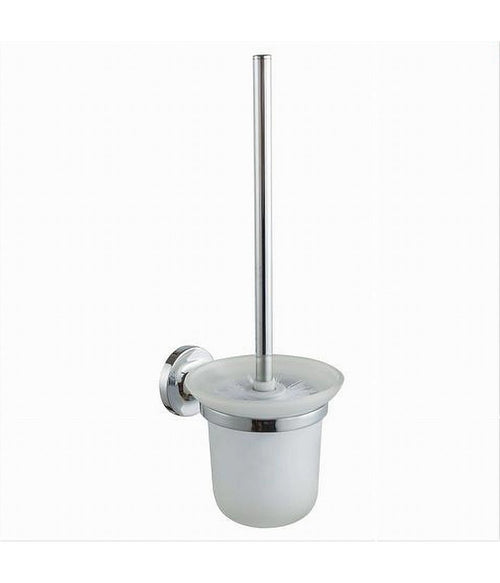 Porta Scopino Wc Con Scopino Completo Vetro Satinato Fissaggio Parete Bagno 79815