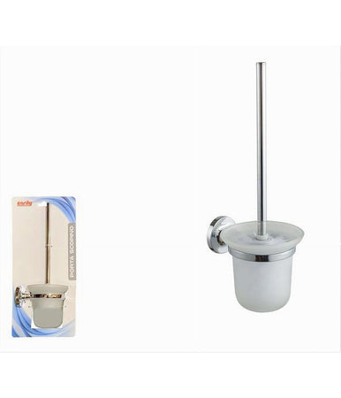 Porta Scopino Wc Con Scopino Completo Vetro Satinato Fissaggio Parete Bagno 79815