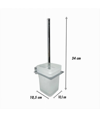 Porta Scopino Wc Scopettino Completo Vetro Satinato Fissaggio Parete Bagno Cubo 87220