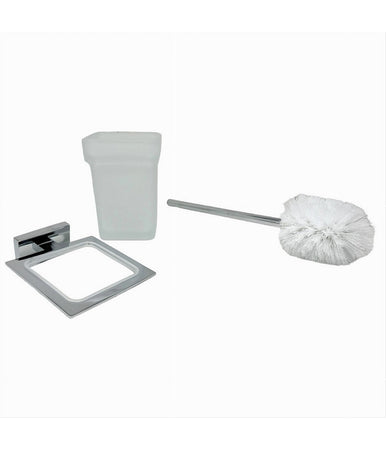 Porta Scopino Wc Scopettino Completo Vetro Satinato Fissaggio Parete Bagno Cubo 87220