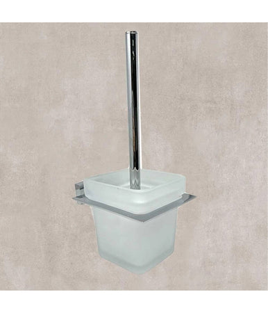 Porta Scopino Wc Scopettino Completo Vetro Satinato Fissaggio Parete Bagno Cubo 87220