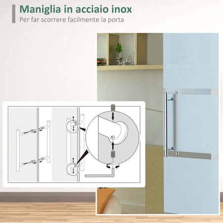 Porta-Scorrevole-Interna-in-Vetro-Smerigliato-e-Satinato-con-Binario-B2-e-Maniglia-per-Bagno-Cucina-Studio-Vetro-205x-102.5x-0,8cm-QS2E7-0016QS2
