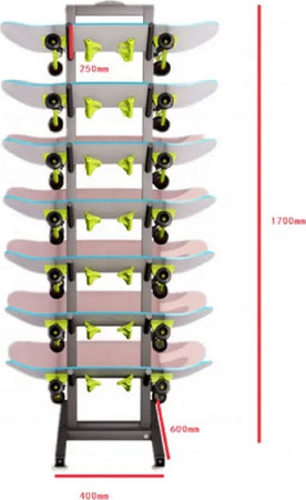 Porta Skateboard A 7 Strati In Metallo Nero Da Terra Per Esposizione Del Negozio Fai da te/Ferramenta/Staffe e supporti per mensole Trade Shop italia - Napoli, Commerciovirtuoso.it