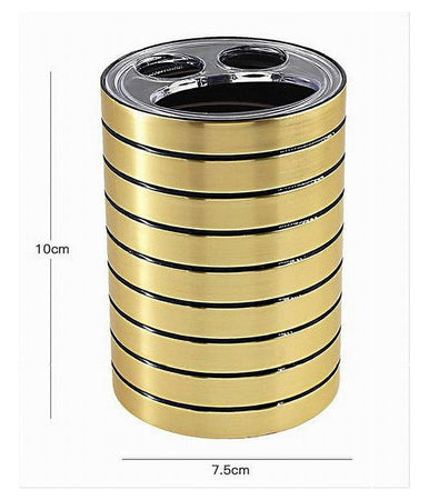 Porta Spazzolini Bicchiere A 3 Fori Oro A Righe Stile Moderno Arredo Bagno 10385
