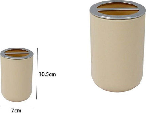 Porta Spazzolini Bicchiere Accessori Bagno 2 Fori Beige Silver Contenitore 79881 Casa e cucina/Bagno/Accessori per il bagno/Dosatori e porta accessori/Bicchieri porta spazzolini Trade Shop italia - Napoli, Commerciovirtuoso.it