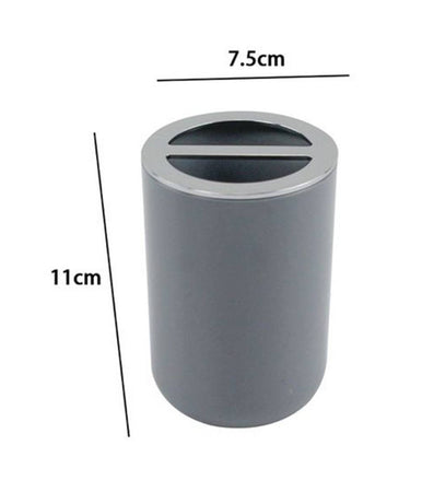 Porta Spazzolini Bicchiere Accessorio Arredo Bagno A 2 Fori Grigio Silver 69470