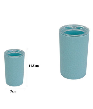 Porta Spazzolini Bicchiere Accessorio Arredo Bagno Azzurro Lavorato 3 Fori 79794
