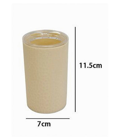 Porta Spazzolini Bicchiere Accessorio Arredo Bagno Beige Lavorato 3 Fori 79790