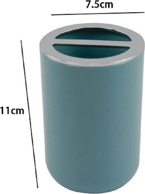 Porta-Spazzolini-Bicchiere-Accessorio-Bagno-2-Fori-Verde-Petrolio-Silver-69474