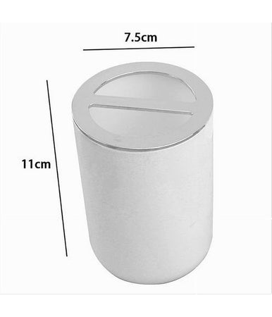 Porta Spazzolini Bicchiere Accessorio Per Arredo Bagno 2 Fori Bianco Silver 69462