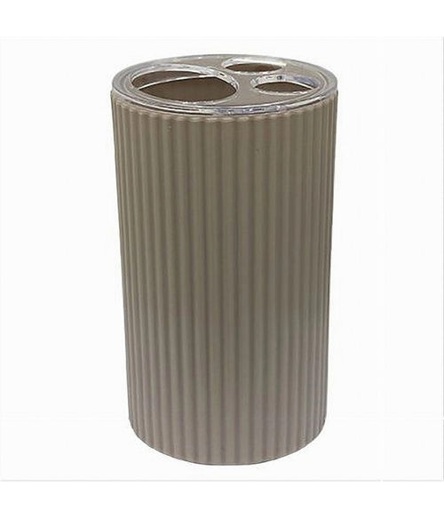 Porta Spazzolini Bicchiere Accessorio Per Arredo Bagno Beige Rigato 3 Fori 79166