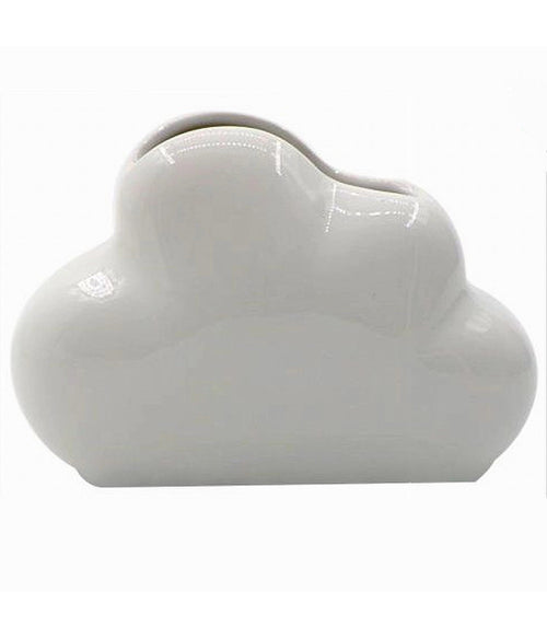Porta Spazzolini Bicchiere Dentifricio Bagno Ceramica Bianca Forma Nuvola 79937