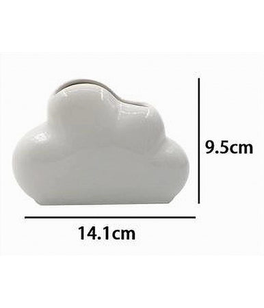 Porta Spazzolini Bicchiere Dentifricio Bagno Ceramica Bianca Forma Nuvola 79937