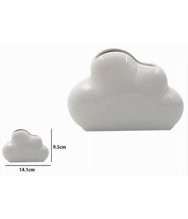 Porta Spazzolini Bicchiere Dentifricio Bagno Ceramica Bianca Forma Nuvola 79937
