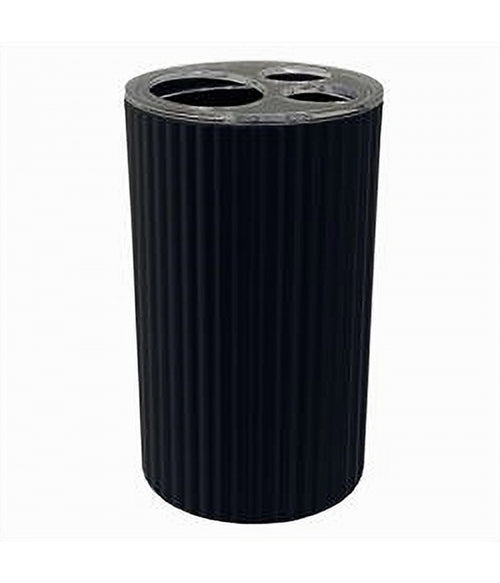 Porta Spazzolini Bicchiere Per Arredo Bagno Grigio Scuro Rigato A 3 Fori 79170