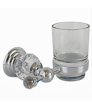 Porta Spazzolini Dentifricio Con Bicchiere In Vetro A Parete Bagno Crystal 52822