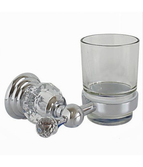 Porta Spazzolini Dentifricio Con Bicchiere In Vetro A Parete Bagno Crystal 52822