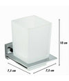 Porta Spazzolini Dentifricio Con Bicchiere Vetro Parete Arredo Bagno Cubo 87213