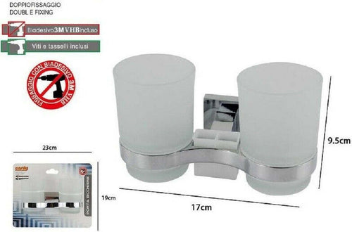 Porta Spazzolino 2 Bicchieri Dentifricio Muro Parete Acciaio Vetro Square 59187 Casa, arredamento e bricolage > Accessori Bagno > Set da Bagno Trade Shop italia - Napoli, Commerciovirtuoso.it