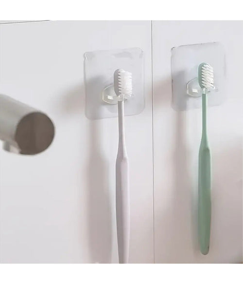 Porta Spazzolino Da Denti Gancio Autoadesivo Trasparente Da Parete Bagno 87751