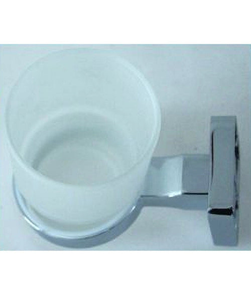 Porta Spazzolino Dentifricio Bicchiere Vetro Satinato Parete Muro Bagno 52201a
