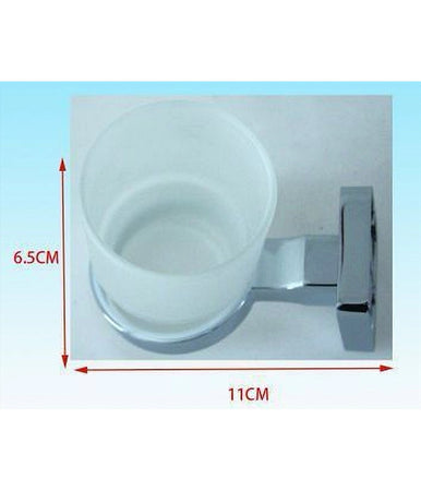 Porta Spazzolino Dentifricio Bicchiere Vetro Satinato Parete Muro Bagno 52201a