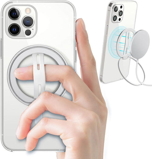 Porta Telefono e Supporto ad Anello in Silicone Compatibile con Magsafe con per iPhone 13, 12 Pro/Pro Max/Mini MG201 Argento