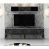 Porta tv con pensile Bientv 180 effetto marmo nero particolari argento