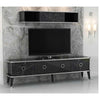 Porta tv con pensile Bientv 180 effetto marmo nero particolari argento