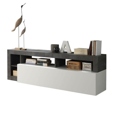 Porta TV Mogol bianco lucido ossido 184x42x58H