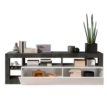 Porta TV Mogol bianco lucido ossido 184x42x58H