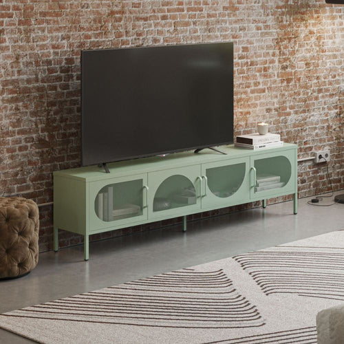 Porta tv Tayra in metallo 4 ante 180 cm. colore verde menta