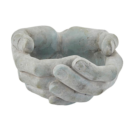 Porta vaso decorativo "Mani a coppa" da giardino per veranda in cemento