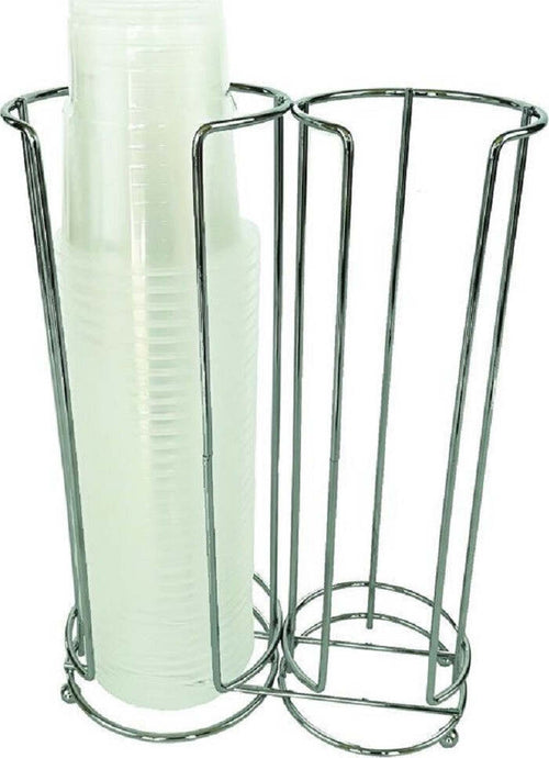 Portabicchieri-Doppio-Caffe-Organizer-A-2-Cilindri-In-Metallo-Cromato-Cucina
