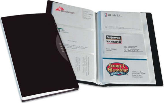 Portabiglietti da visita Office Suites - 120 tasche - con custodia - 11 4x19 2 cm - nero - Fellowes Cancelleria e prodotti per ufficio/Archivio ufficio e accessori per scrivania/Accessori da scrivania e archiviazione/Porta biglietti da visita Eurocartuccia - Pavullo, Commerciovirtuoso.it