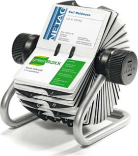 Portabiglietti da visita Visifix Rotary - 400 posti - 19 5x19x12 cm - silver - Durable Cancelleria e prodotti per ufficio/Archivio ufficio e accessori per scrivania/Accessori da scrivania e archiviazione/Vaschette portacorrispondenza Eurocartuccia - Pavullo, Commerciovirtuoso.it