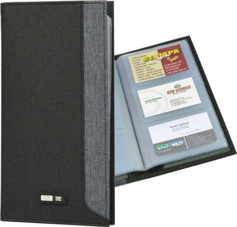 Portabiglietti in tessuto - 12 x 23 cm - capacitA' 64 biglietti - nero-grigio - City Time Cancelleria e prodotti per ufficio/Archivio ufficio e accessori per scrivania/Archivio ufficio/Portablocchi e portamoduli Eurocartuccia - Pavullo, Commerciovirtuoso.it