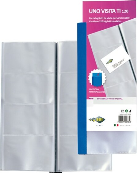 Portabiglietti Uno Visita TI 120 - 12x26 5 cm - 120 biglietti - trasparente - Sei Rota Cancelleria e prodotti per ufficio/Archivio ufficio e accessori per scrivania/Accessori da scrivania e archiviazione/Porta biglietti da visita Eurocartuccia - Pavullo, Commerciovirtuoso.it