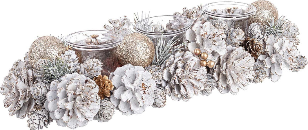 Portacandela Bianco decorativo con pigne per lumini in polistirolo per decorazioni natalizie Casa e cucina/Decorazioni per interni/Candele e portacandele/Candele/Candele a colonna MagiediNatale.it - Altamura, Commerciovirtuoso.it