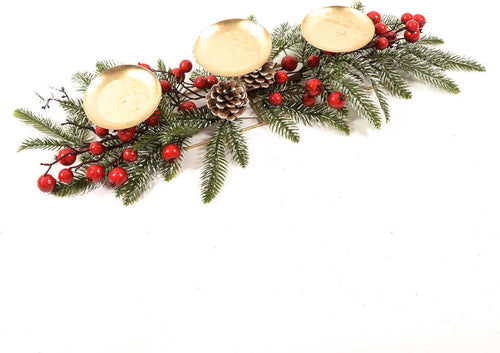 Portacandela con ghirlanda bacche rosse natalizia, 3 fuochi centrotavola da 65 cm Casa e cucina/Decorazioni per interni/Candele e portacandele/Candele/Candele a colonna MagiediNatale.it - Altamura, Commerciovirtuoso.it