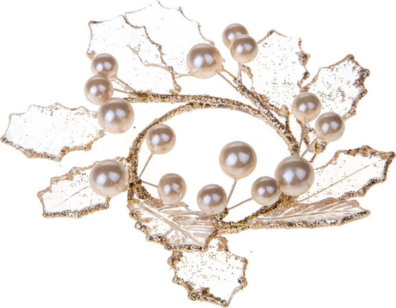 Portacandela decorativo con bacche e foglie oro per decorazioni natalizie, 13 cm Casa e cucina/Decorazioni per interni/Candele e portacandele/Candele/Candele a colonna MagiediNatale.it - Altamura, Commerciovirtuoso.it