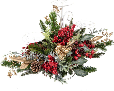 Portacandela decorativo con bacche e pigne per decorazioni natalizie, per 3 candele Casa e cucina/Decorazioni per interni/Candele e portacandele/Candele/Candele a colonna MagiediNatale.it - Altamura, Commerciovirtuoso.it