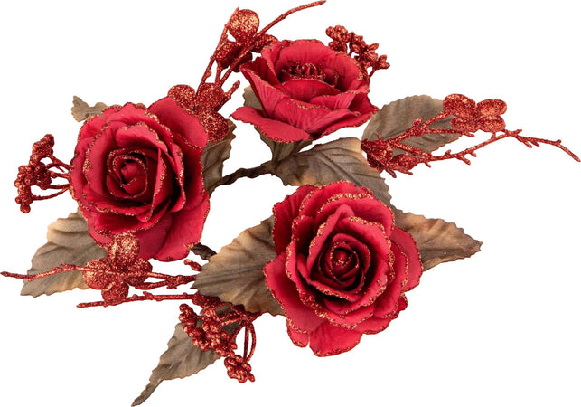 Portacandela decorativo con rose e bacche per decorazioni natalizie 15 cm Casa e cucina/Decorazioni per interni/Candele e portacandele/Candele/Candele a colonna MagiediNatale.it - Altamura, Commerciovirtuoso.it