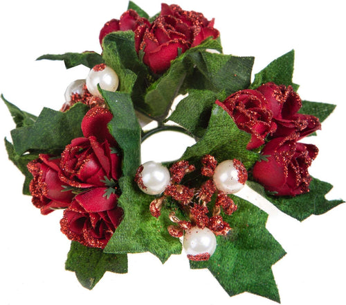 Portacandela decorativo con rose e perle per decorazioni natalizie Casa e cucina/Decorazioni per interni/Candele e portacandele/Candele/Candele a colonna MagiediNatale.it - Altamura, Commerciovirtuoso.it