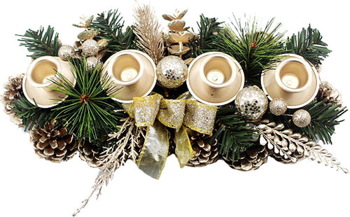 Portacandela natalizia centrotavola decorazione per interno con ghirlande da 35 cm Casa e cucina/Decorazioni per interni/Candele e portacandele/Candele/Candele a colonna MagiediNatale.it - Altamura, Commerciovirtuoso.it