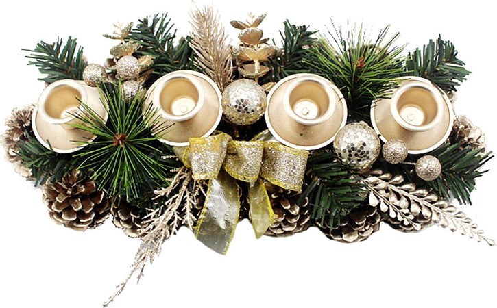 Portacandela natalizia centrotavola decorazione per interno con ghirlande da 35 cm Casa e cucina/Decorazioni per interni/Candele e portacandele/Candele/Candele a colonna MagiediNatale.it - Altamura, Commerciovirtuoso.it